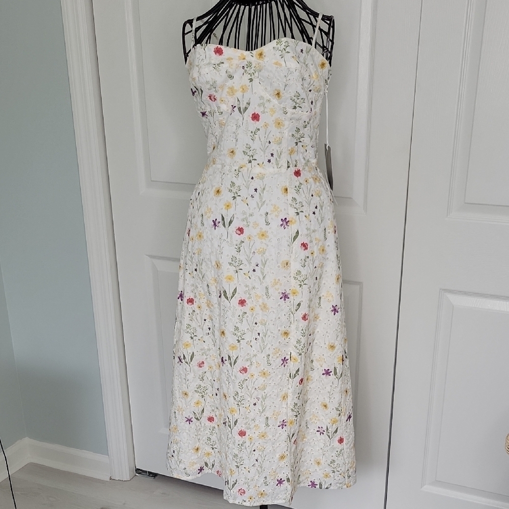 NORDSTROM'S Chelsea 28 Label Cream Floral Eyelet  Sundress NWT